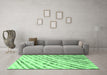 Machine Washable Abstract Emerald Green Modern Area Rugs in a Living Room,, wshabs585emgrn