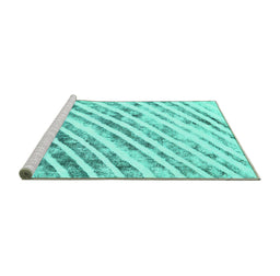 Sideview of Machine Washable Abstract Turquoise Modern Area Rugs, wshabs585turq
