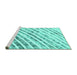 Sideview of Machine Washable Abstract Turquoise Modern Area Rugs, wshabs585turq