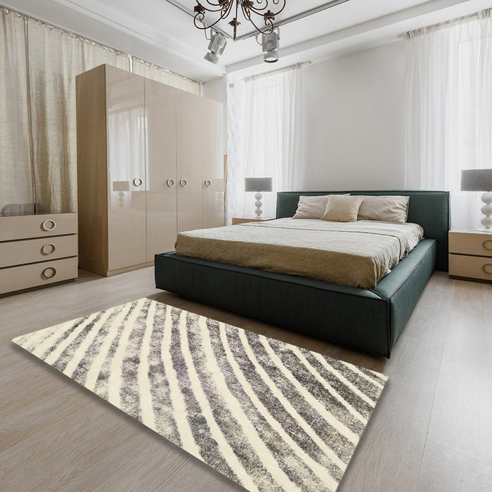 Machine Washable Abstract Rosy Pink Rug in a Bedroom, wshabs585