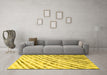 Machine Washable Abstract Yellow Modern Rug in a Living Room, wshabs585yw