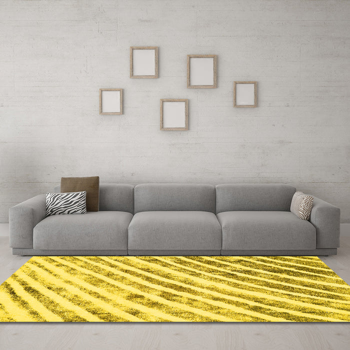 Machine Washable Abstract Yellow Modern Rug in a Living Room, wshabs585yw