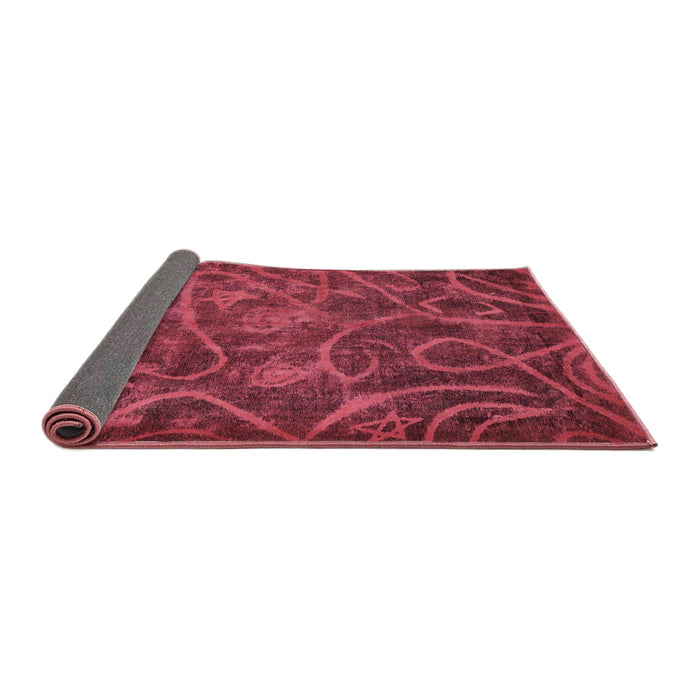 Sideview of Abstract Red Modern Rug, abs586