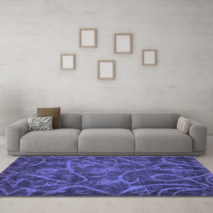 Machine Washable Abstract Blue Modern Rug in a Living Room, wshabs586blu