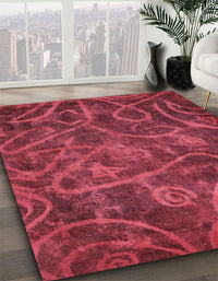 Abstract Red Modern Rug, abs586