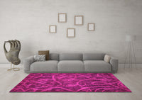 Machine Washable Abstract Pink Modern Rug, wshabs586pnk