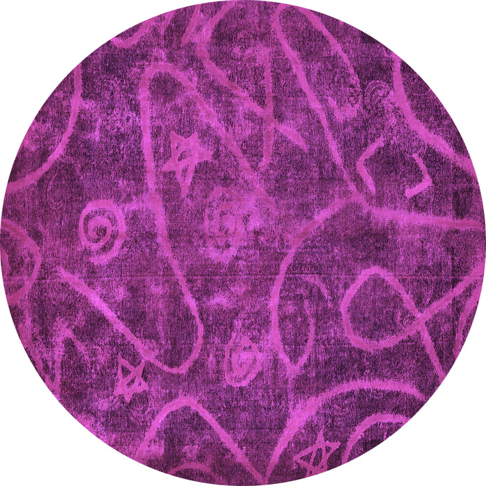 Round Machine Washable Abstract Purple Modern Area Rugs, wshabs586pur