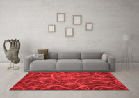 Machine Washable Abstract Red Modern Rug, wshabs586red