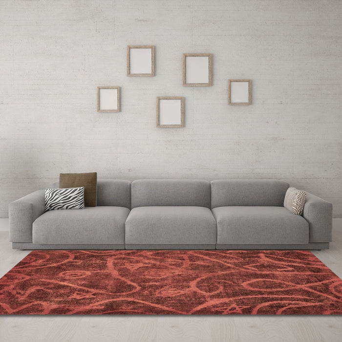 Machine Washable Abstract Brown Modern Rug in a Living Room,, wshabs586brn