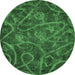 Round Abstract Emerald Green Modern Rug, abs586emgrn