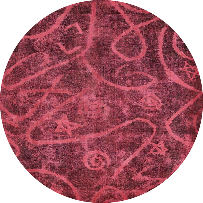 Round Abstract Red Modern Rug, abs586