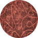 Round Abstract Brown Modern Rug, abs586brn