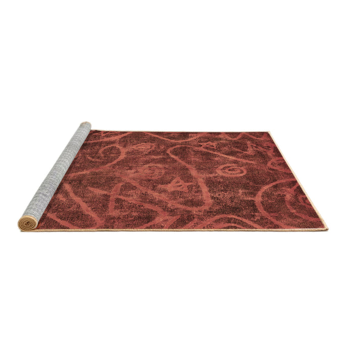 Sideview of Machine Washable Abstract Brown Modern Rug, wshabs586brn