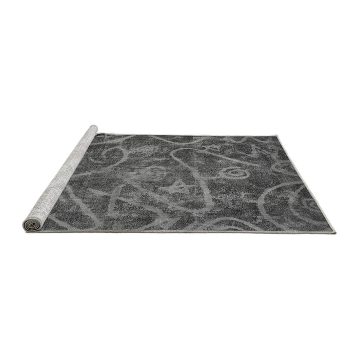 Sideview of Machine Washable Abstract Gray Modern Rug, wshabs586gry
