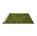 Sideview of Machine Washable Abstract Green Modern Area Rugs, wshabs586grn