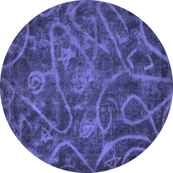 Round Abstract Blue Modern Rug, abs586blu