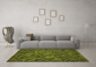 Machine Washable Abstract Green Modern Area Rugs in a Living Room,, wshabs586grn