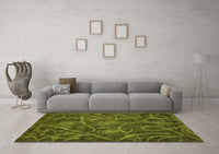 Machine Washable Abstract Green Modern Rug, wshabs586grn