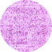 Round Abstract Purple Modern Rug, abs587pur