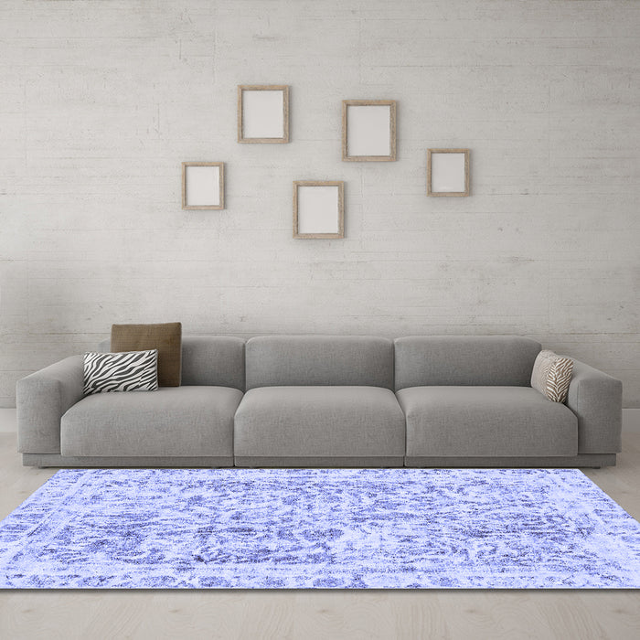 Machine Washable Abstract Blue Modern Rug in a Living Room, wshabs587blu