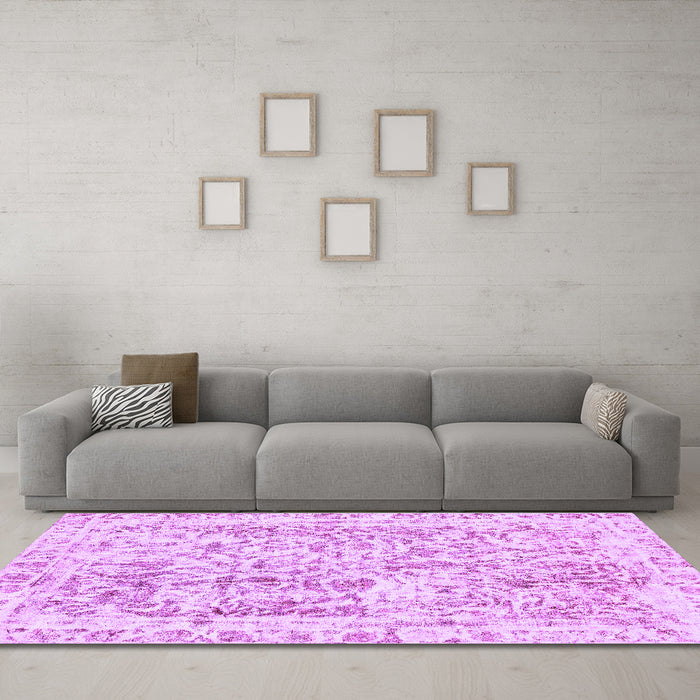 Machine Washable Abstract Purple Modern Area Rugs in a Living Room, wshabs587pur