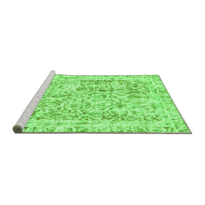 Sideview of Machine Washable Abstract Green Modern Area Rugs, wshabs587grn