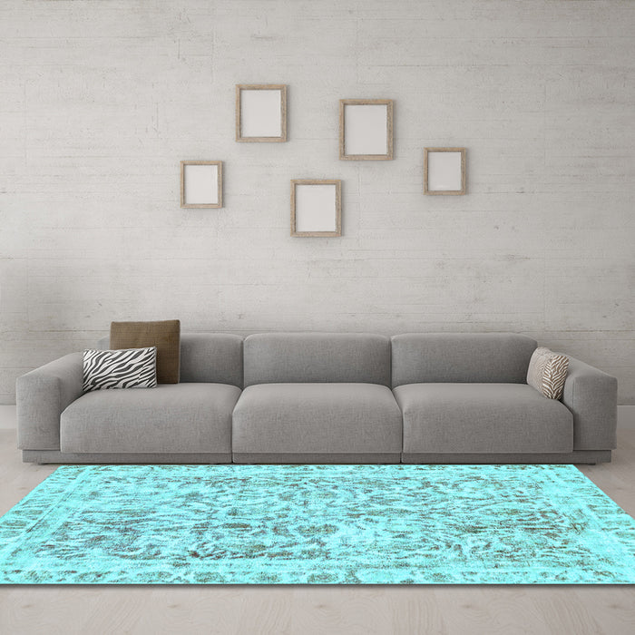 Machine Washable Abstract Light Blue Modern Rug in a Living Room, wshabs587lblu