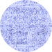 Round Abstract Blue Modern Rug, abs587blu