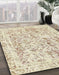 Abstract Pale Gold Modern Rug in Family Room, abs587