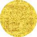 Round Abstract Yellow Modern Rug, abs587yw