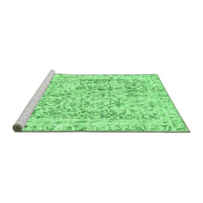 Sideview of Machine Washable Abstract Emerald Green Modern Area Rugs, wshabs587emgrn