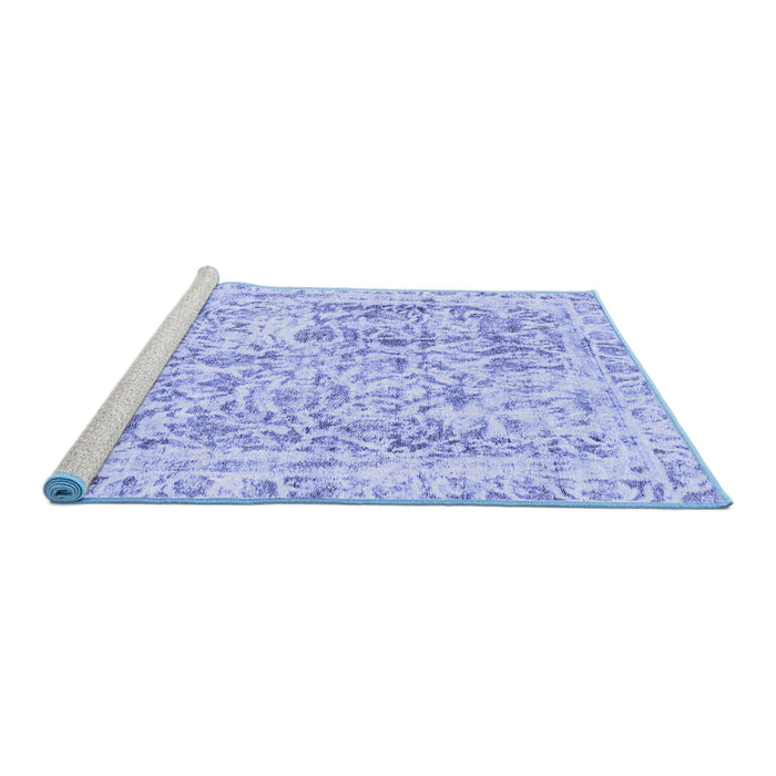 Sideview of Machine Washable Abstract Blue Modern Rug, wshabs587blu