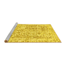 Sideview of Machine Washable Abstract Yellow Modern Rug, wshabs587yw