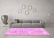 Machine Washable Abstract Pink Modern Rug in a Living Room, wshabs587pnk