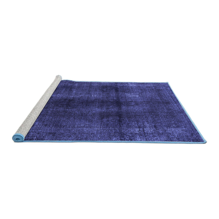 Sideview of Machine Washable Abstract Blue Modern Rug, wshabs588blu
