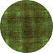 Round Abstract Green Modern Rug, abs588grn