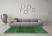 Machine Washable Abstract Emerald Green Modern Area Rugs in a Living Room,, wshabs588emgrn