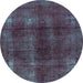 Round Abstract Light Blue Modern Rug, abs588lblu