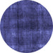 Round Abstract Blue Modern Rug, abs588blu