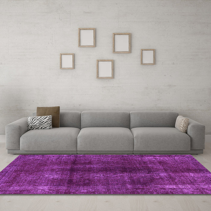 Machine Washable Abstract Purple Modern Area Rugs in a Living Room, wshabs588pur