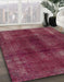 Abstract Pink Modern Rug in Family Room, abs588