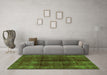 Machine Washable Abstract Green Modern Area Rugs in a Living Room,, wshabs588grn