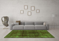 Machine Washable Abstract Green Modern Rug, wshabs588grn