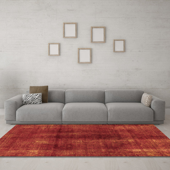 Machine Washable Abstract Orange Modern Area Rugs in a Living Room, wshabs588org