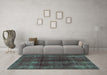 Machine Washable Abstract Turquoise Modern Area Rugs in a Living Room,, wshabs588turq