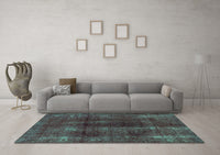 Machine Washable Abstract Turquoise Modern Rug, wshabs588turq