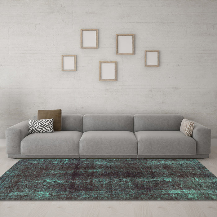 Machine Washable Abstract Turquoise Modern Area Rugs in a Living Room,, wshabs588turq