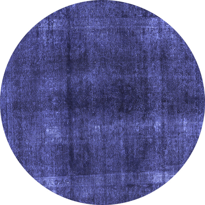 Round Machine Washable Abstract Blue Modern Rug, wshabs588blu