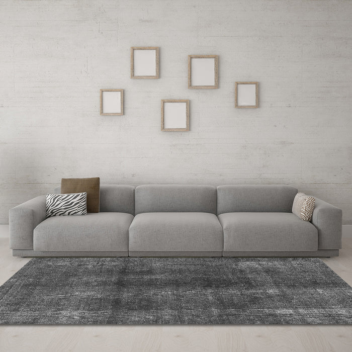 Machine Washable Abstract Gray Modern Rug in a Living Room,, wshabs588gry