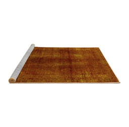 Sideview of Machine Washable Abstract Yellow Modern Rug, wshabs588yw